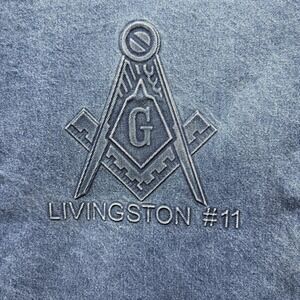 Tyca USA Made Freemason Denim Jacket Livingston #11 Masonic Embroidered XXL